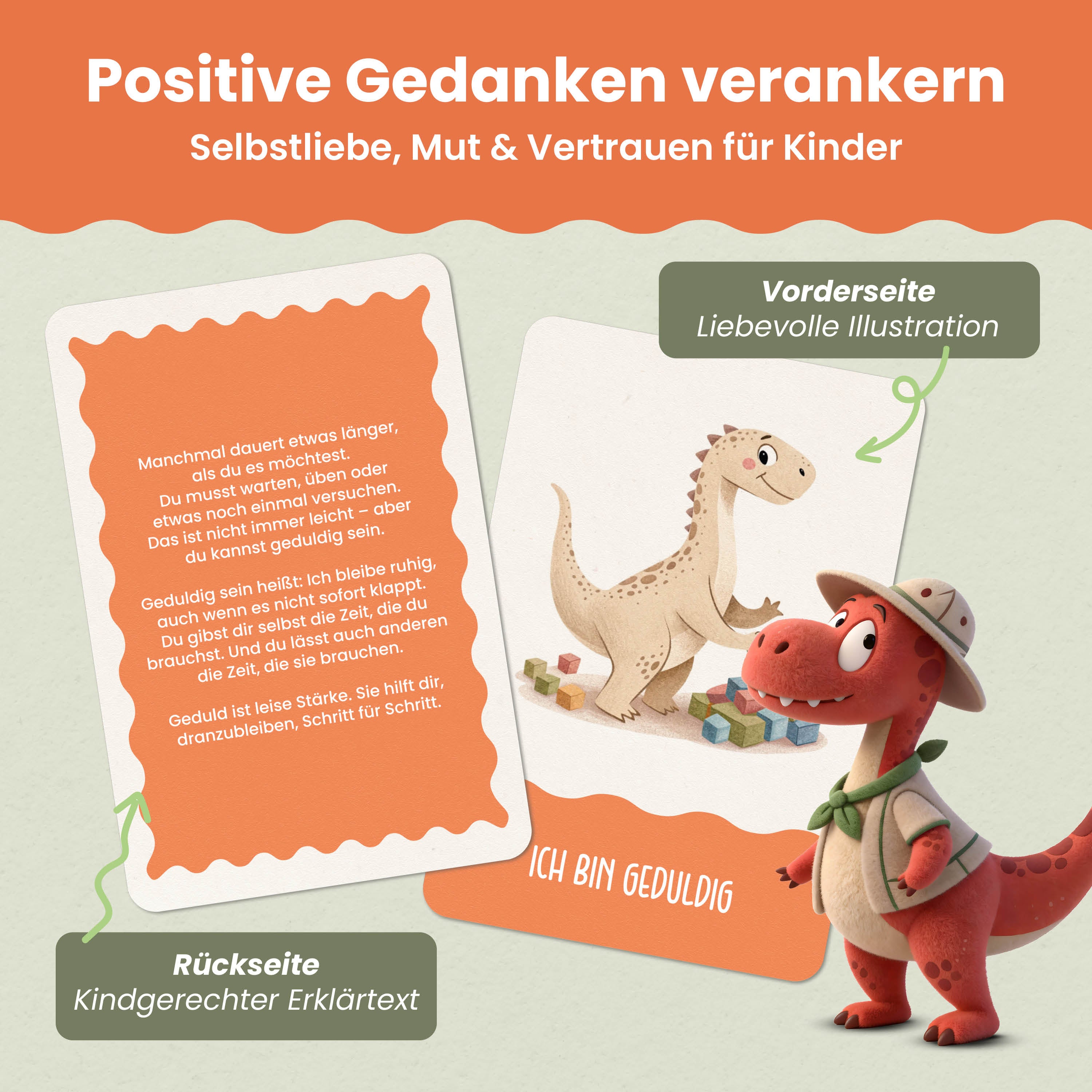 Affirmationskarten Kinder – Dino