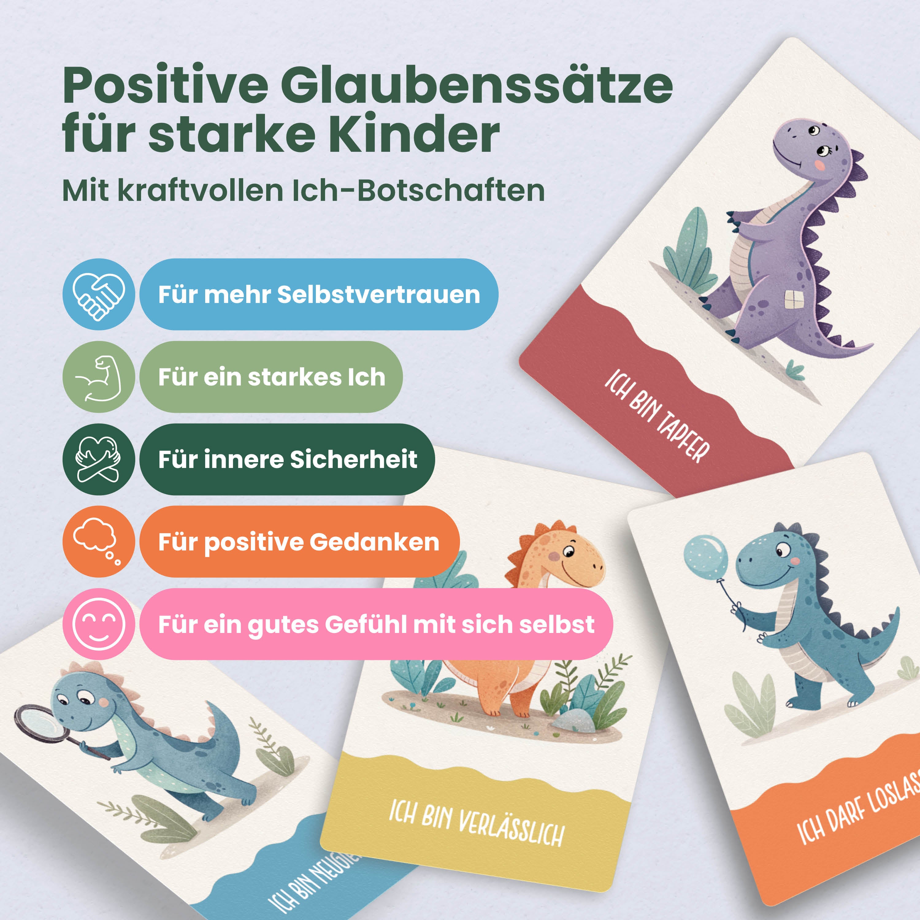 Affirmationskarten Kinder – Dino