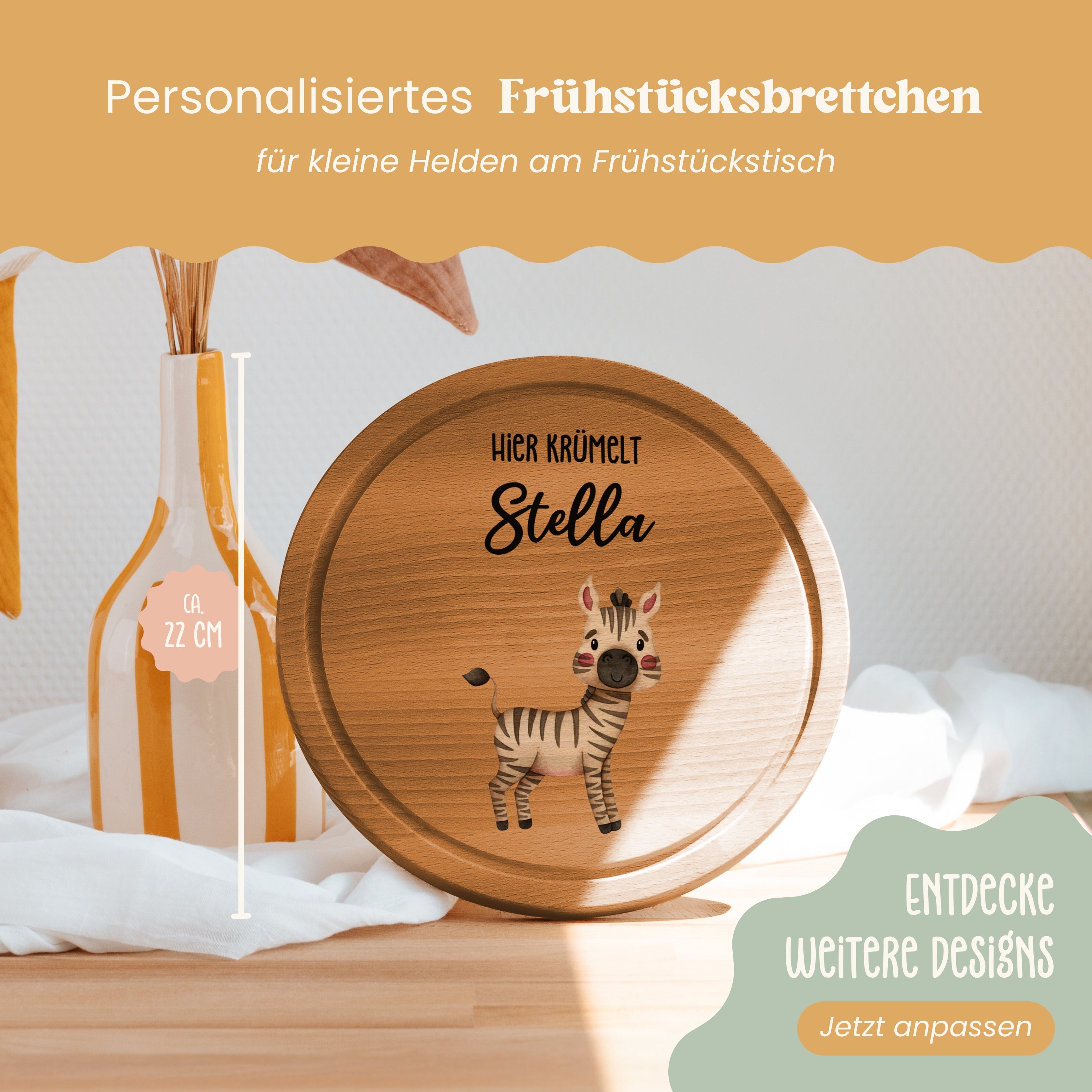 Frühstücksbrettchen geölt | rund | Farbdruck