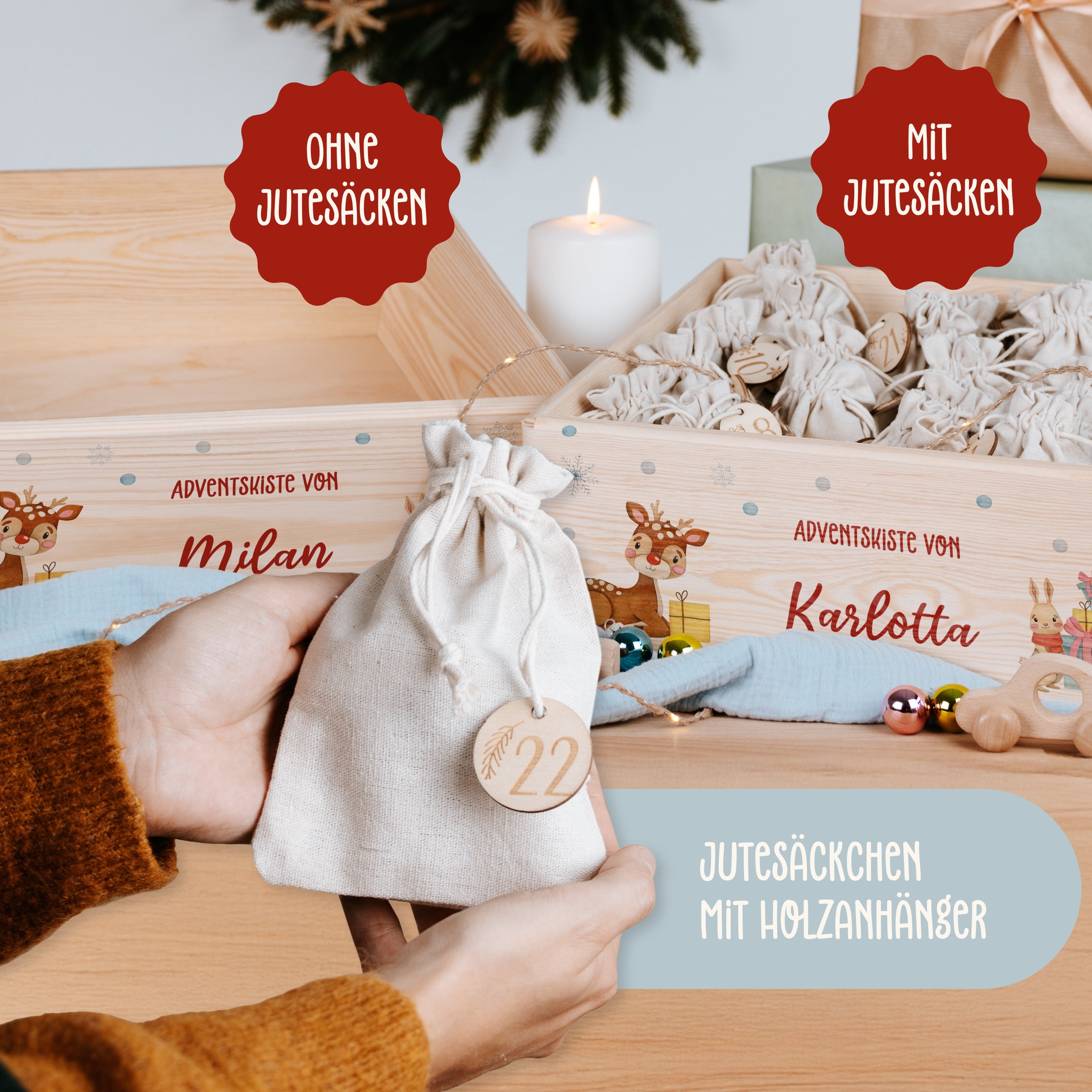 Adventskalenderkiste | Design 02 | Rudolf und Freundebande