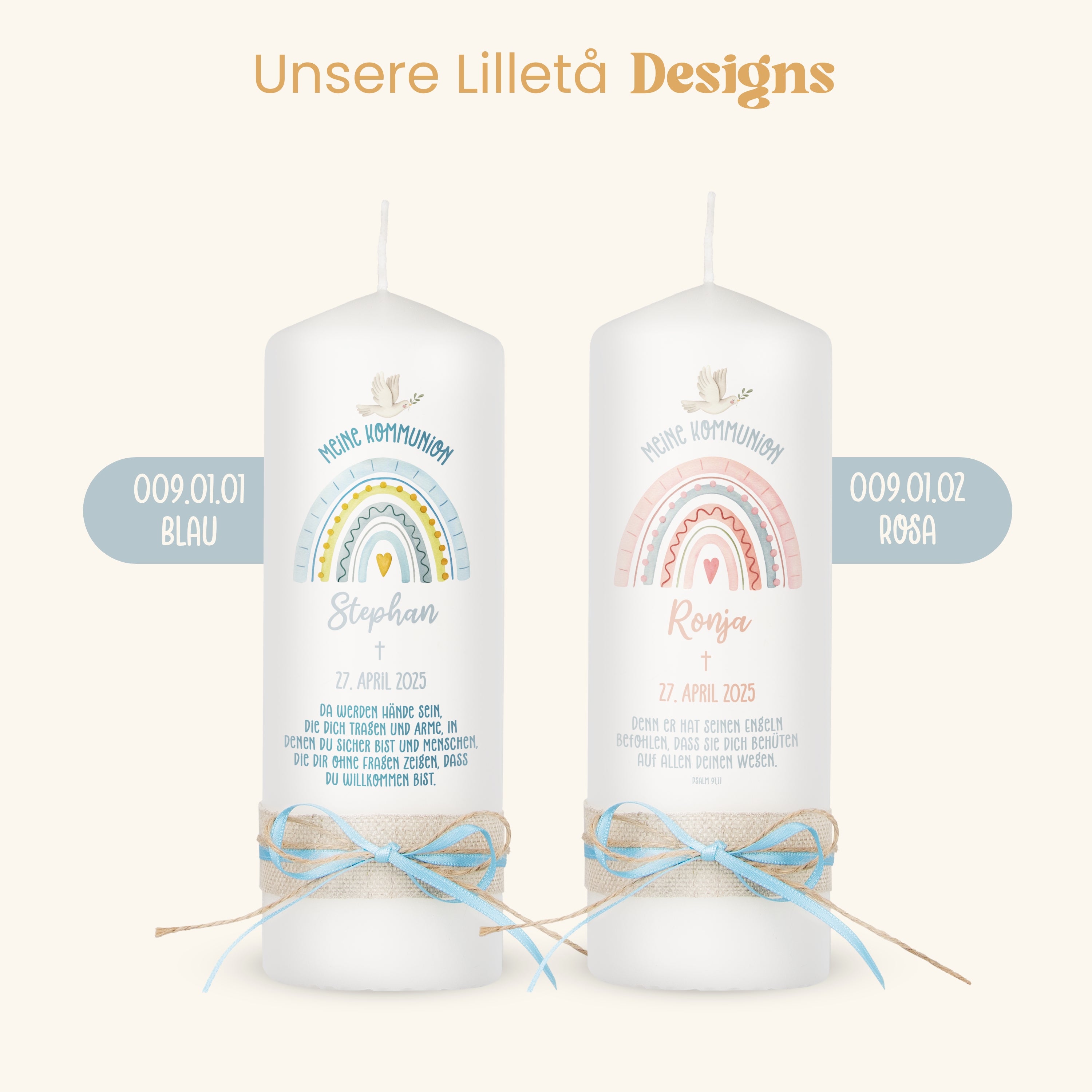 Kommunionskerze | Design 009.01.  Farbdruck
