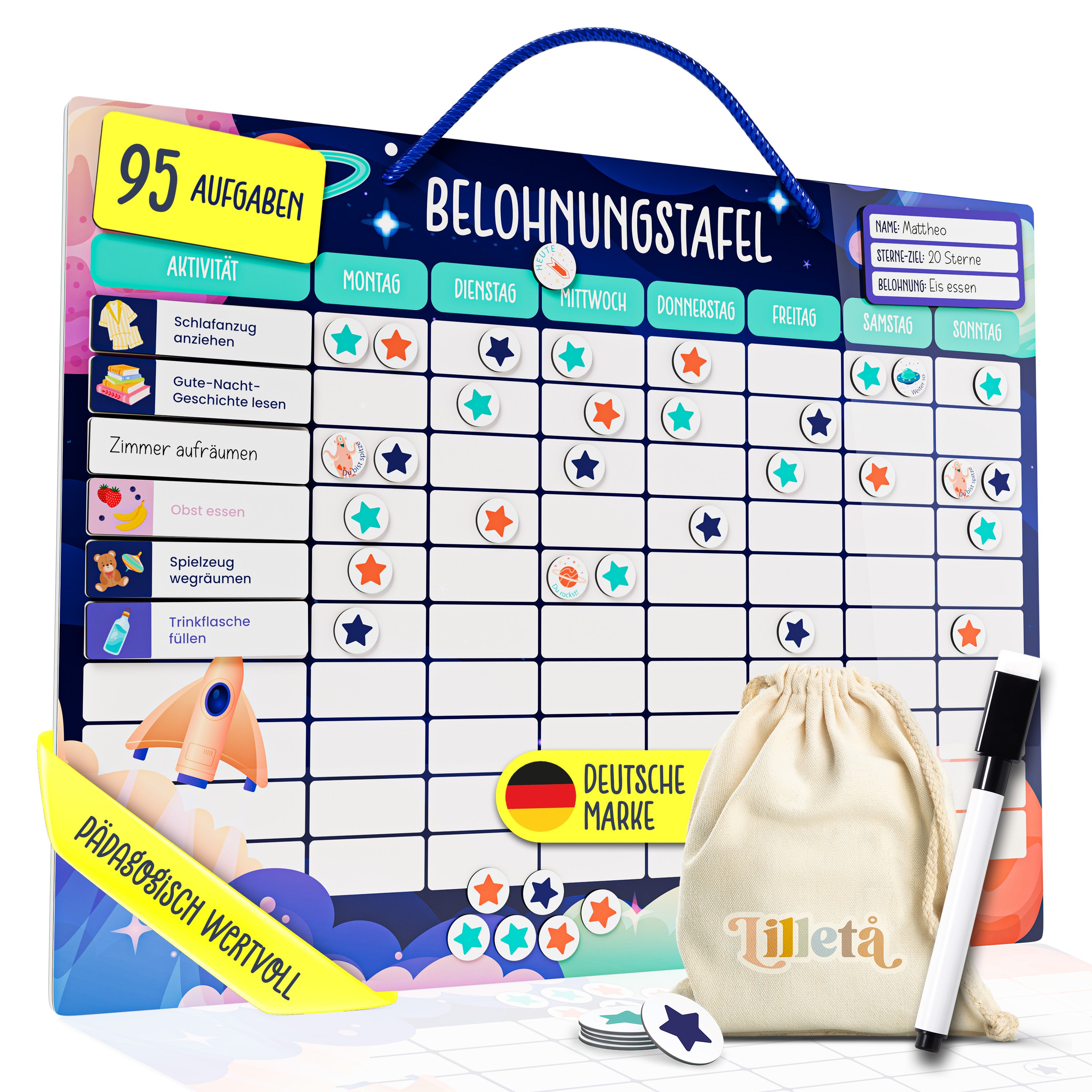 Belohnungstafel für Kinder | Weltall