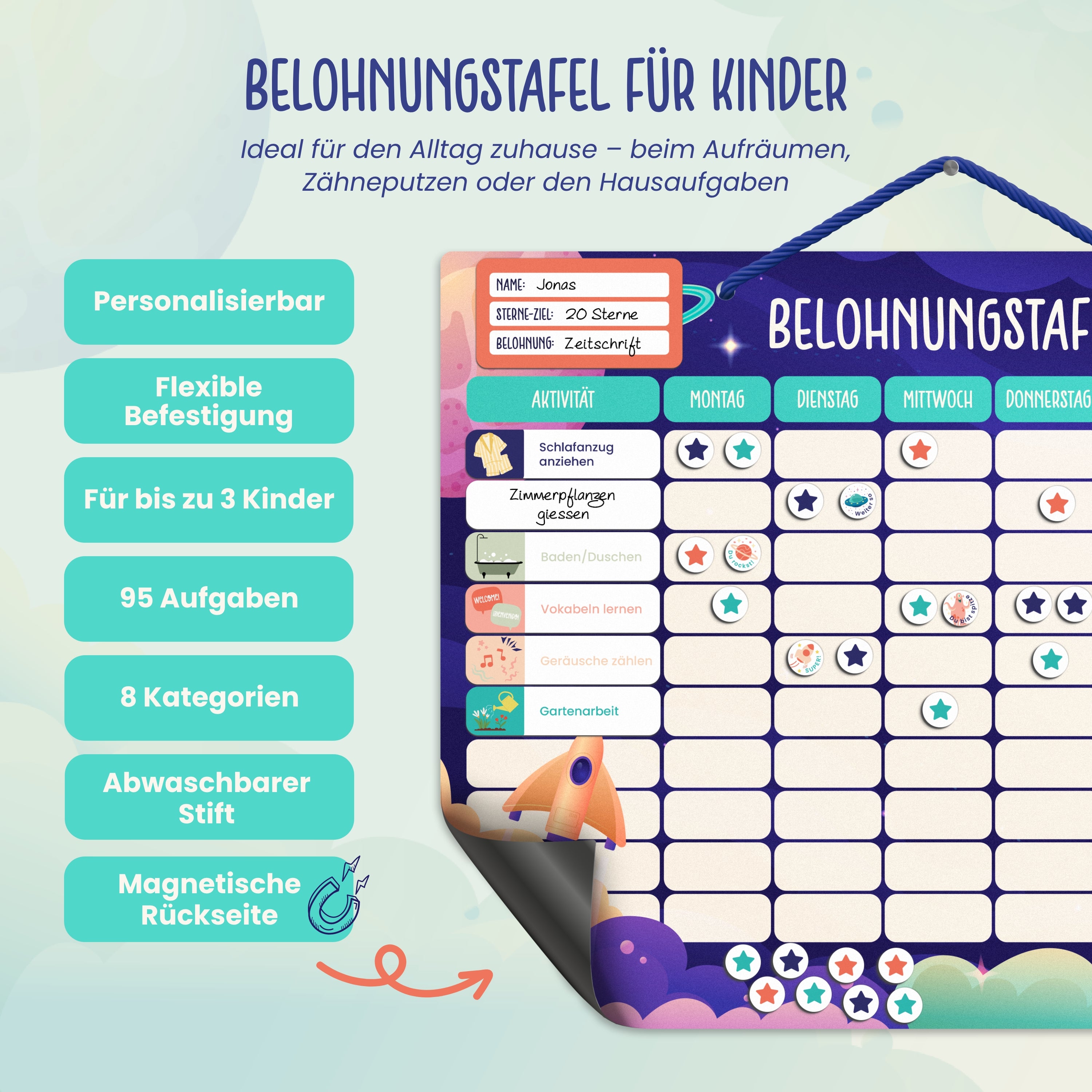 Belohnungstafel für Kinder | Weltall
