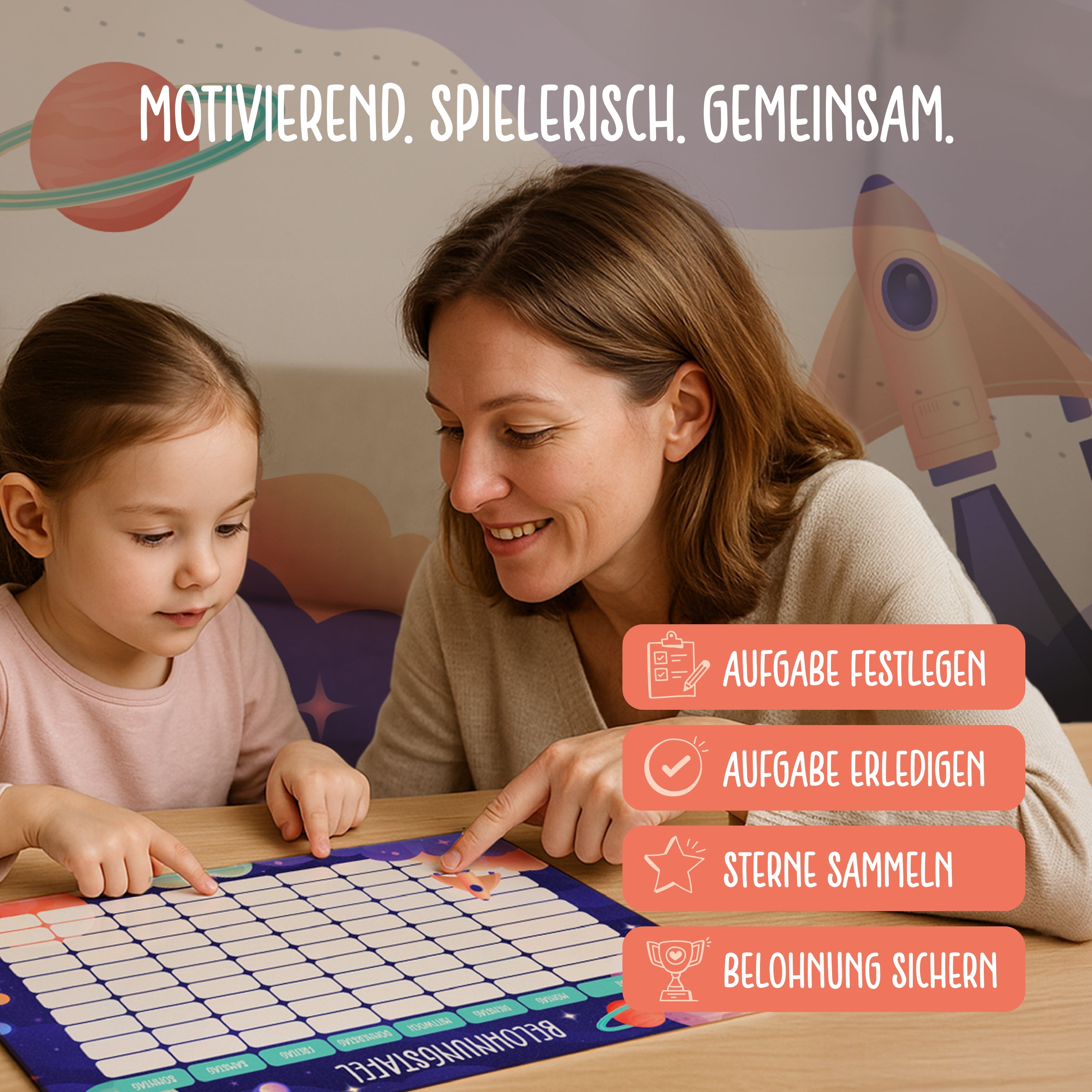 Belohnungstafel für Kinder | Weltall