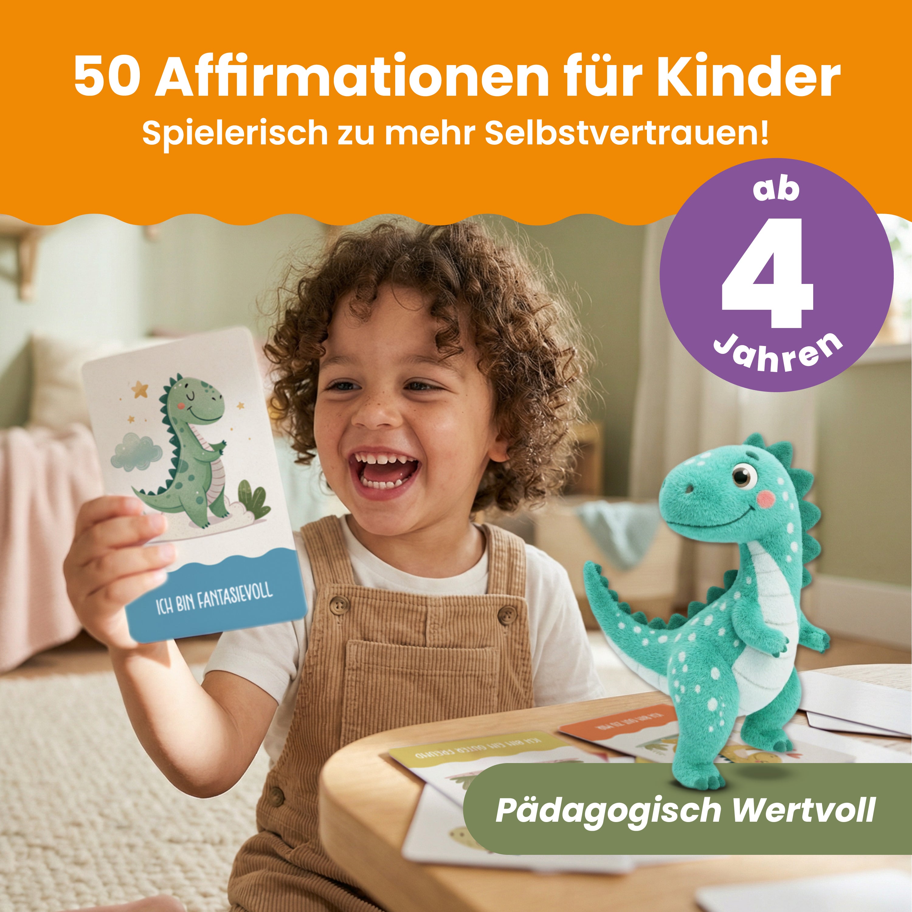 Affirmationskarten Kinder – Dino