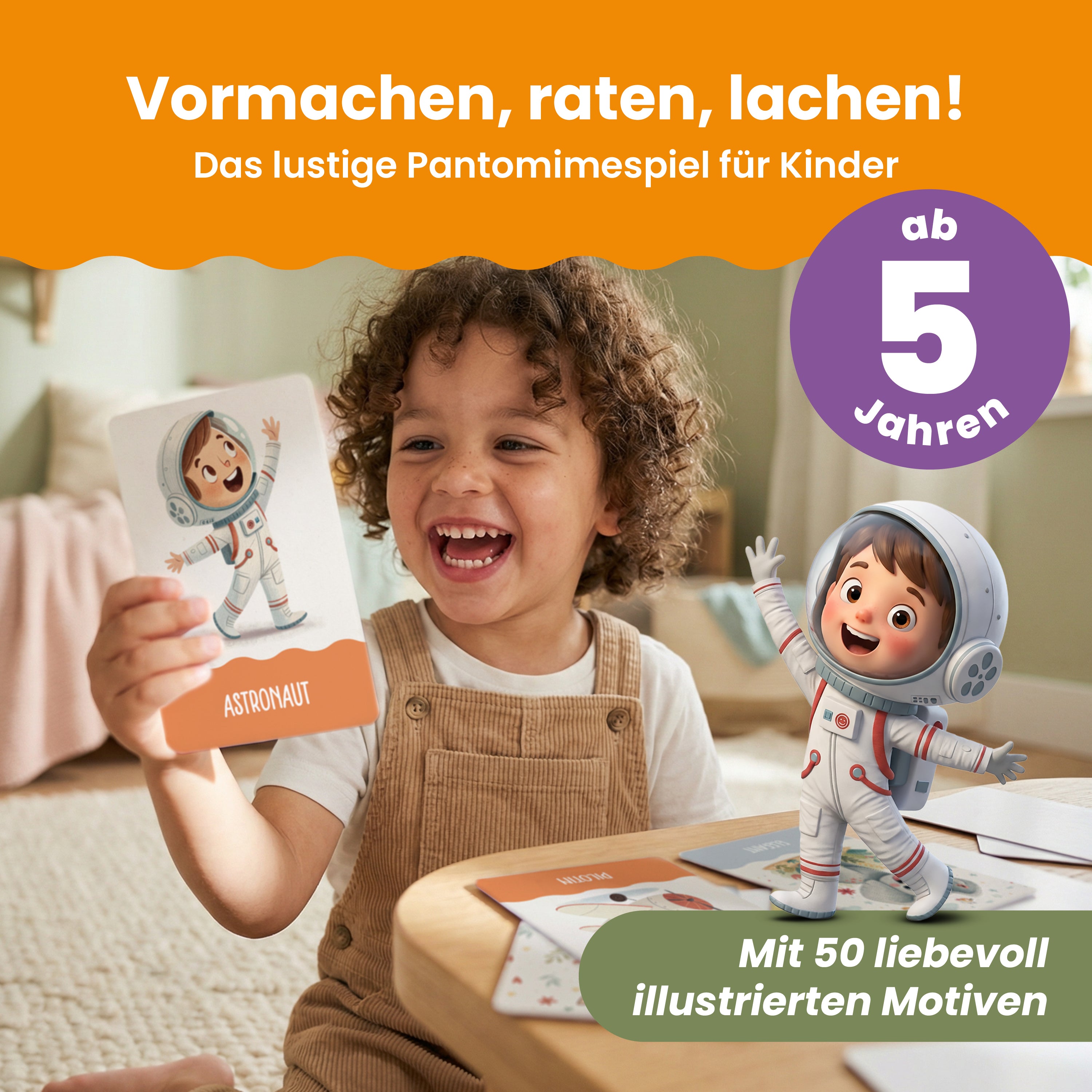 Pantomime | Spiel für Kinder – 50 lustige Bewegungskarten für Kinder ab 5 Jahren