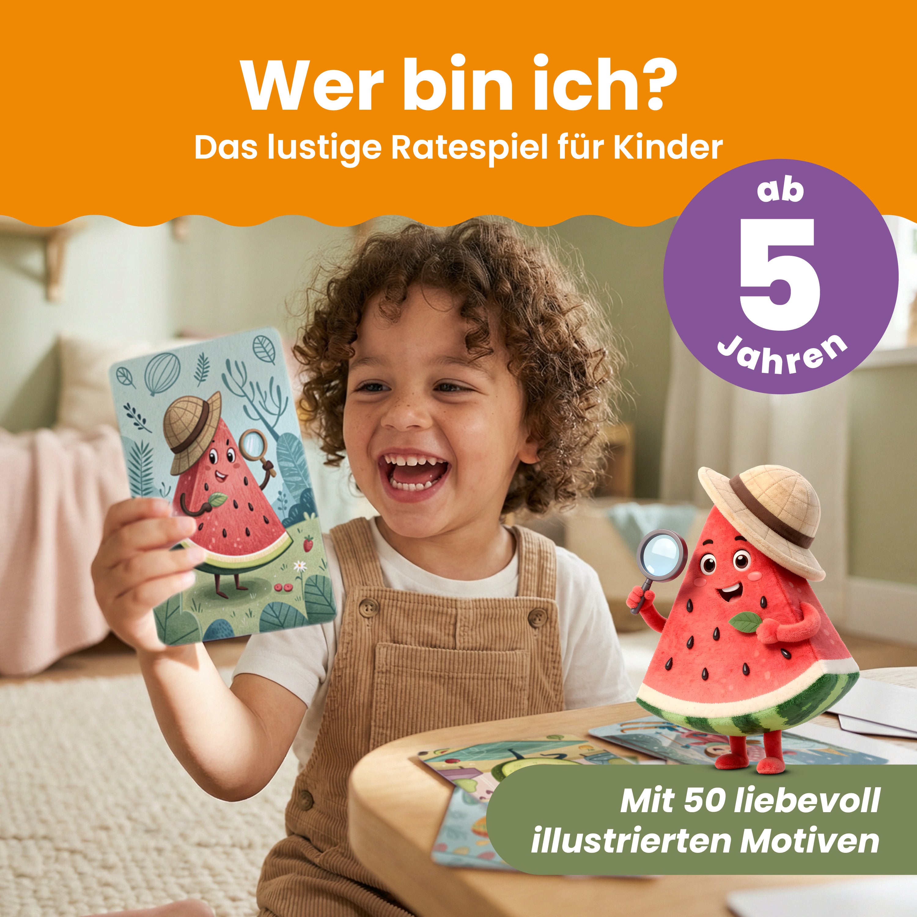 Fragespiel – Wer bin ich | Spiel für Kinder – 50 lustige Spielkarten für Kinder ab 5 Jahren