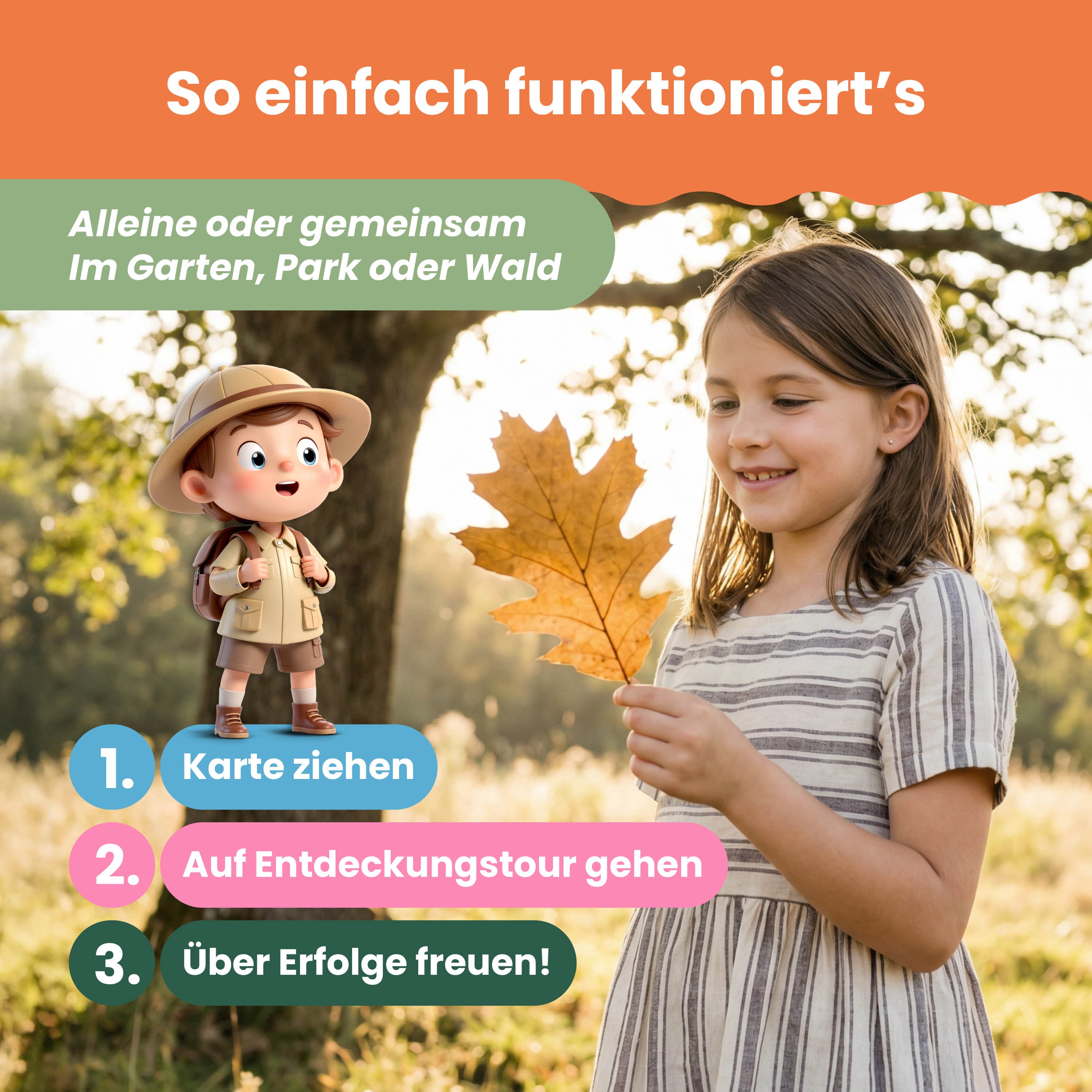 Entdeckerkarten Outdoor | für Kinder – 50 Abenteuerkarten für kleine Forscher ab 4 Jahren