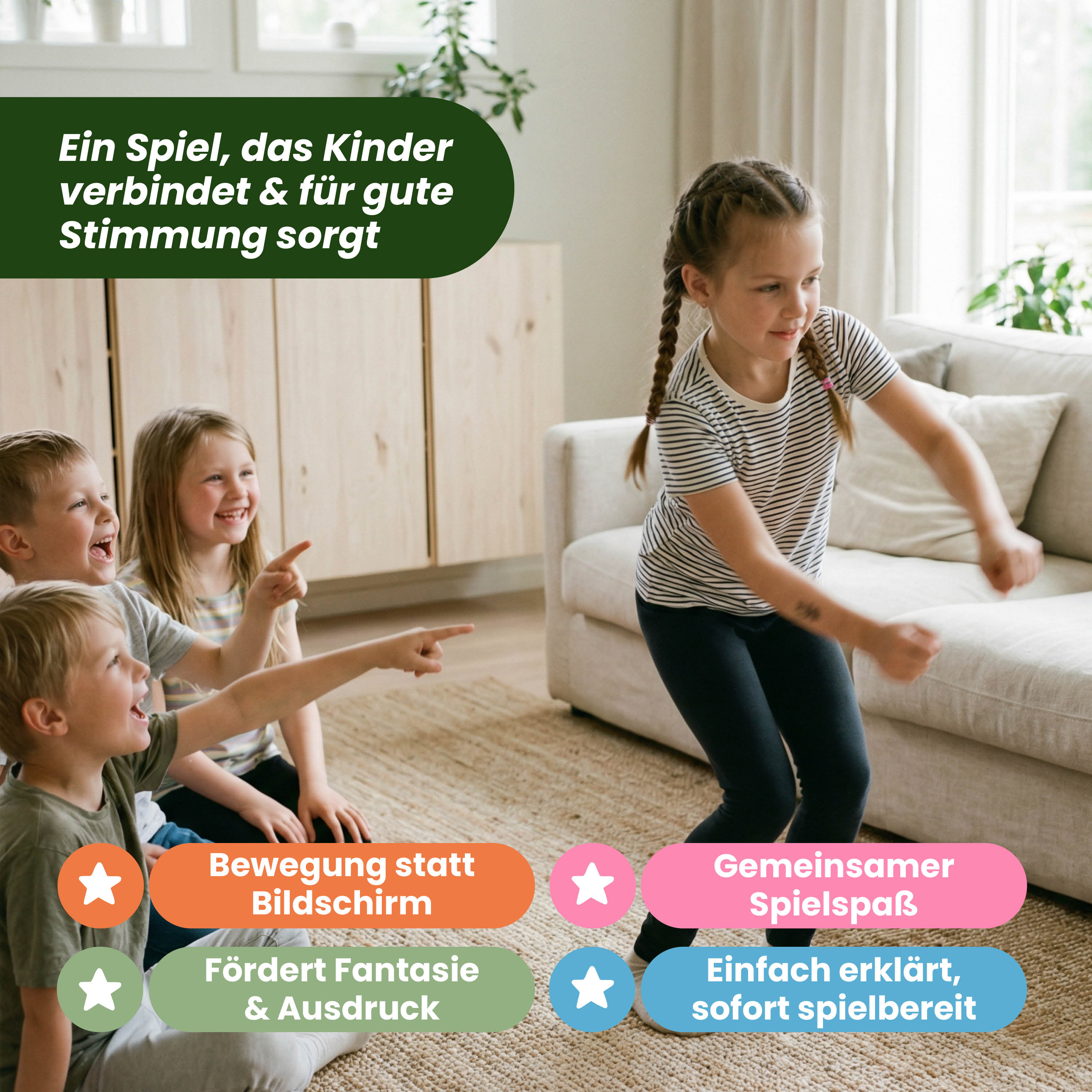 Pantomime | Spiel für Kinder – 50 lustige Bewegungskarten für Kinder ab 5 Jahren