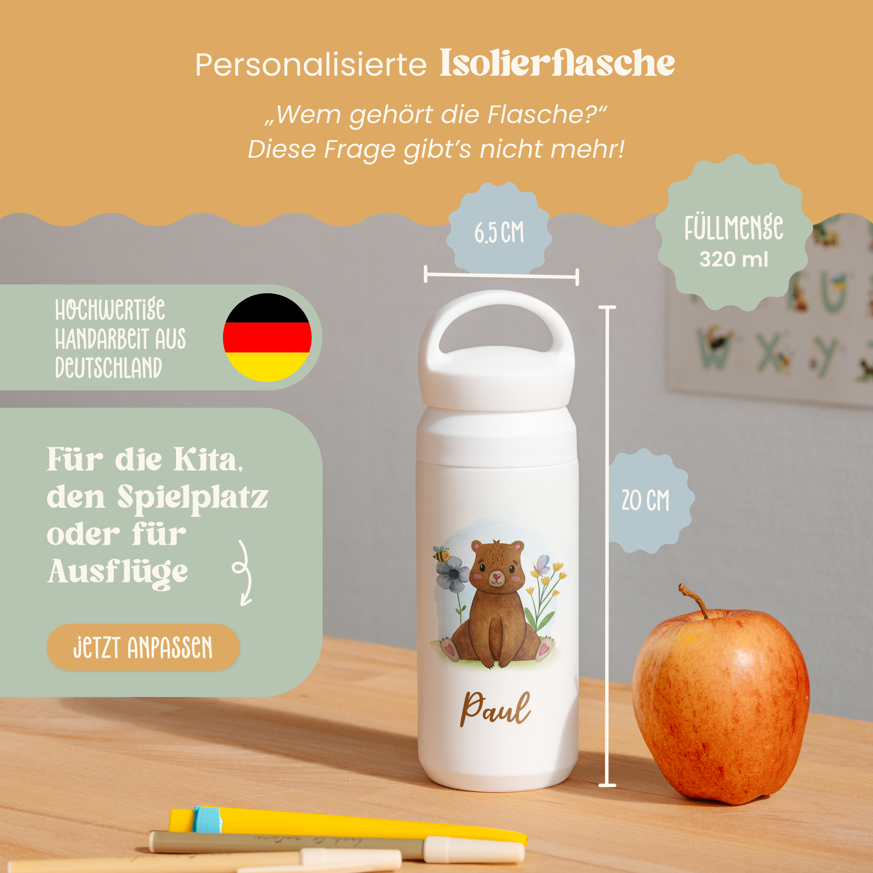 | Trinkflasche Tierwelt | Design 012.01. | Farbdruck