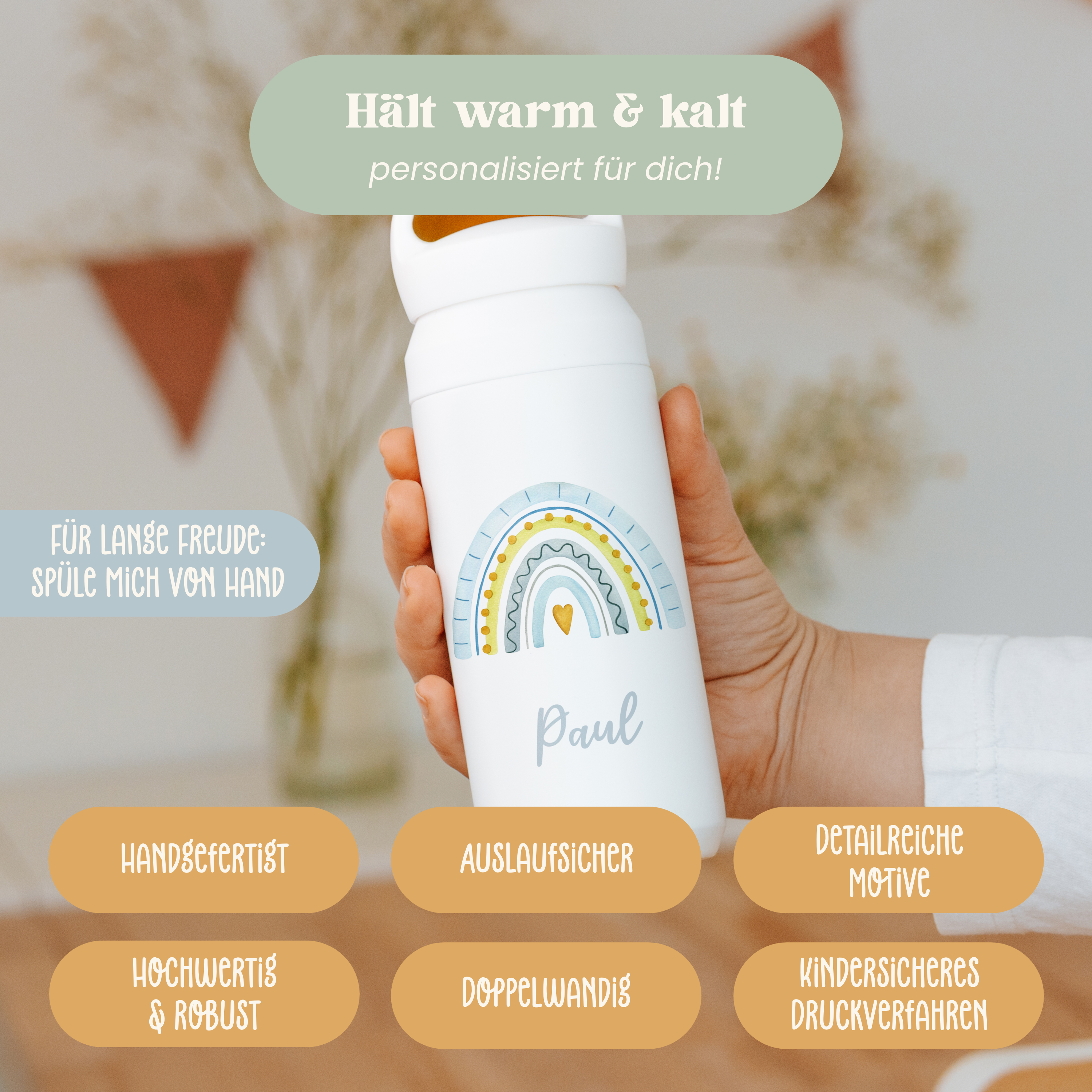 Trinkflasche Regenbogen | Design 012.02. | Farbdruck