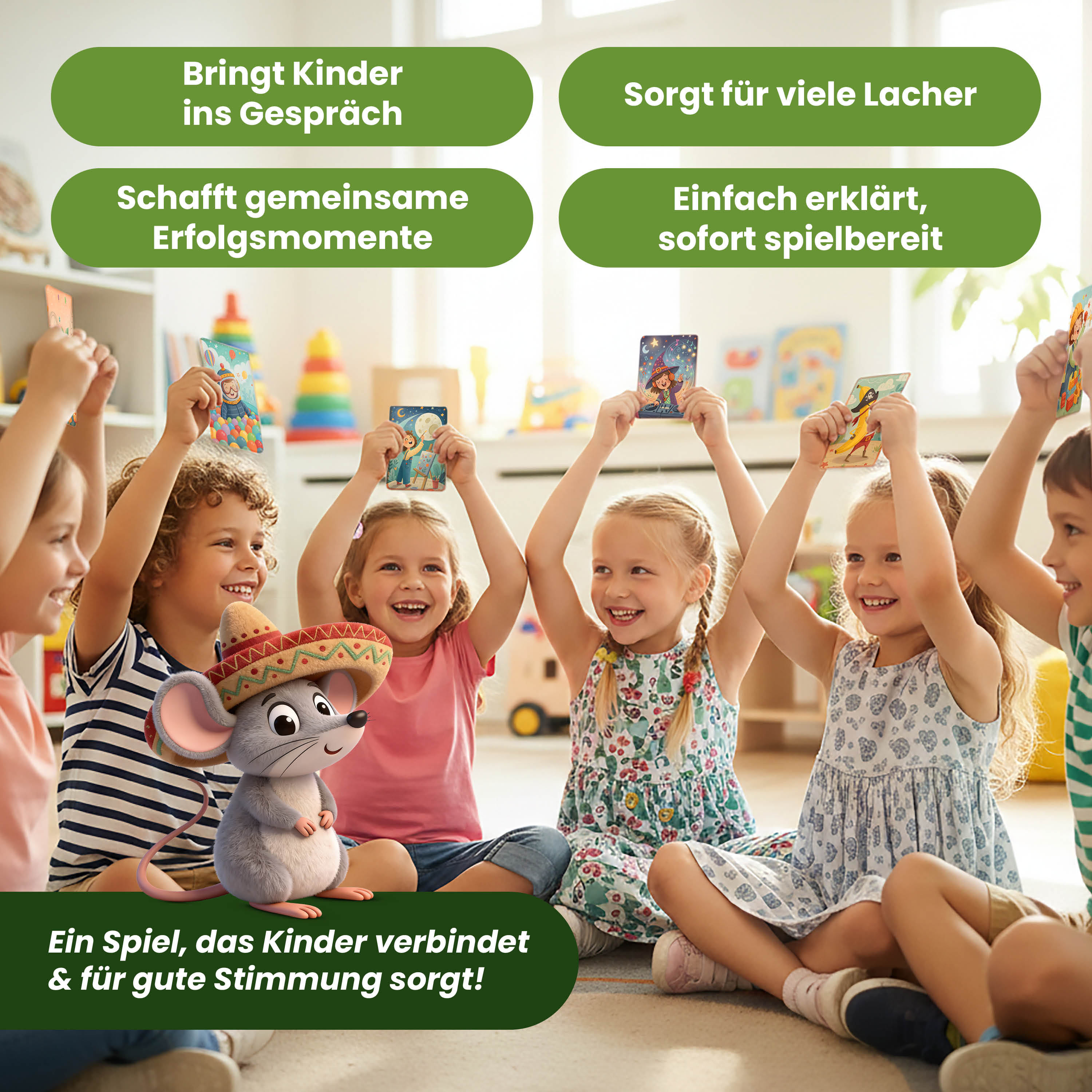 Fragespiel – Wer bin ich | Spiel für Kinder – 50 lustige Spielkarten für Kinder ab 5 Jahren